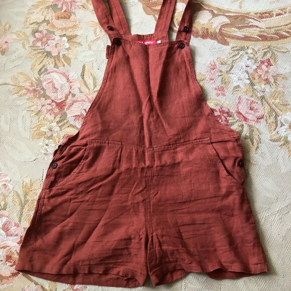 Pyne and Smith Short Linen Overalls in Rust, Size XS - Picture 2 of 5